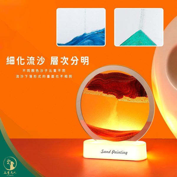 3D流沙畫小夜燈 旋轉流沙擺件 創意解壓台燈 藝術沙漏燈 臥室床頭燈 桌面裝飾 居家美學 舒壓療癒禮物 生日禮物 交換禮物 網紅同款 氛圍燈