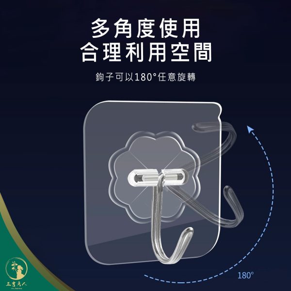 【現貨】免釘無痕掛勾 強力透明貼牆掛勾 180度旋轉雙掛鉤 廚房浴室門後壁掛 多功能重複使用不殘膠免釘強力黏貼掛鉤